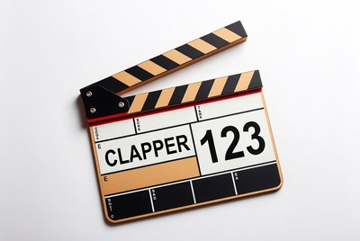 Clapper board on plain background
