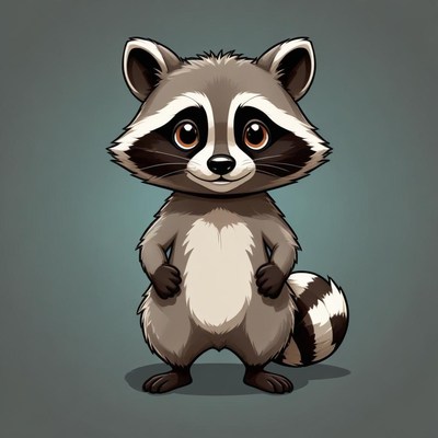 Cute cartoon raccoon character design