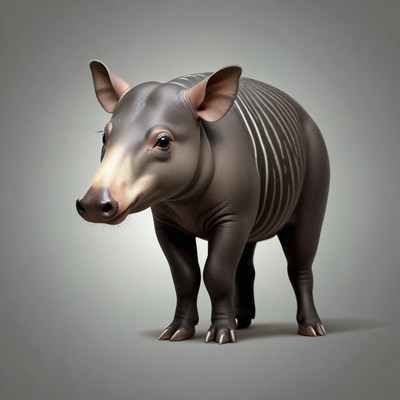 Standing tapir in a neutral space