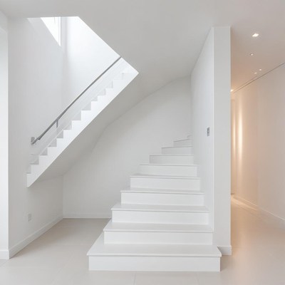 Stairs in modern white interior space