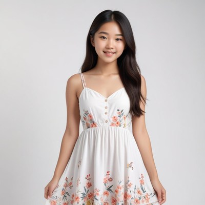 Portrait of girl in white dress