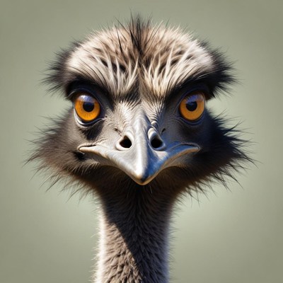 Ostrich with yellow eyes close up