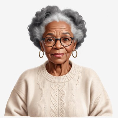 Elderly woman with gray hair in sweater