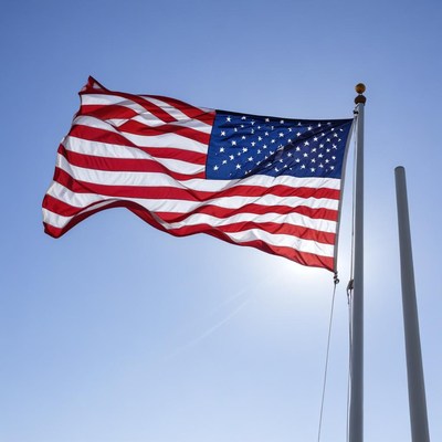 Us flag waving in the sky