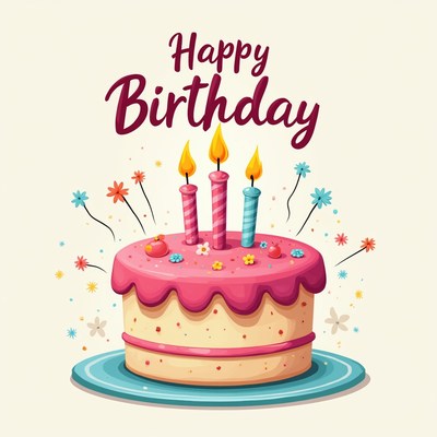 Birthday cake with candles and decorations