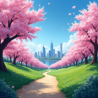 Cherry blossoms in city park