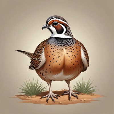 Quail standing on sandy ground