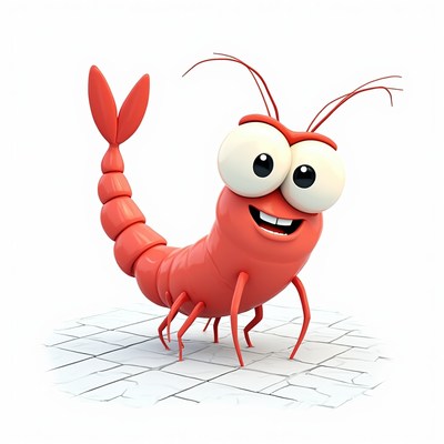 Cartoon shrimp with big eyes