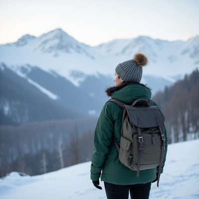 Winter hiking in the mountains