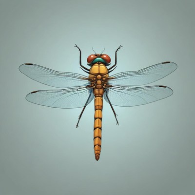 Colorful dragonfly on blue background