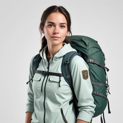 Hiker prepares for outdoor adventure