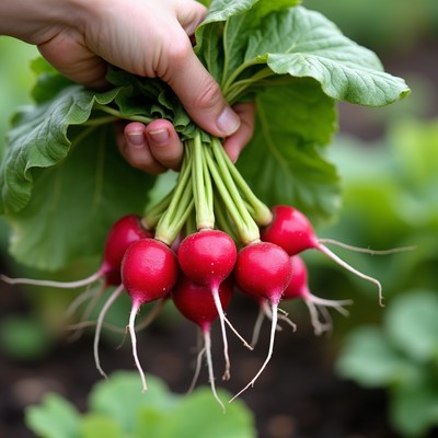 Freshly picked radishes from the garden