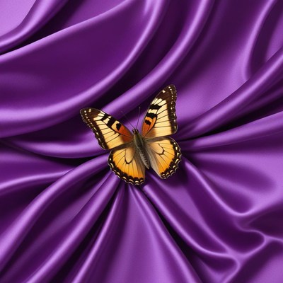 Butterfly on purple fabric
