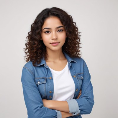 Portrait of a young woman in casual clothing