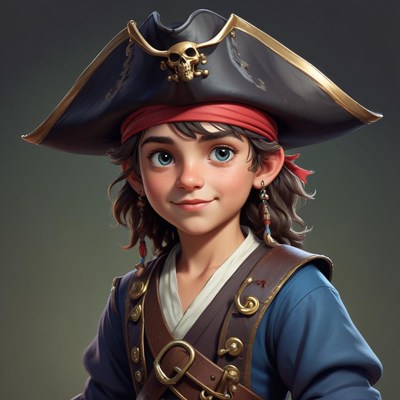 Pirate character with hat and bandana