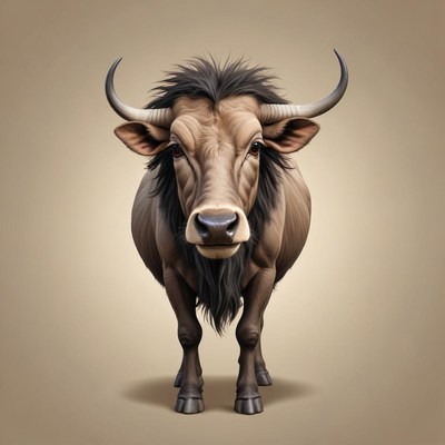 Close-up view of a bull with strong features