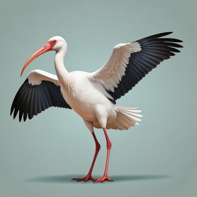 Bird with outstretched wings stands proudly