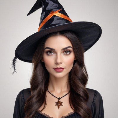 Woman wearing witch costume in studio