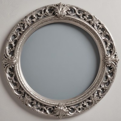 Decorative silver round mirror on wall