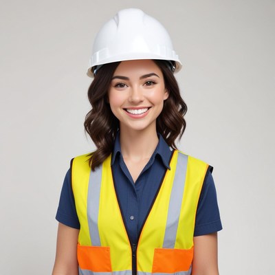 Construction worker with helmet and vest