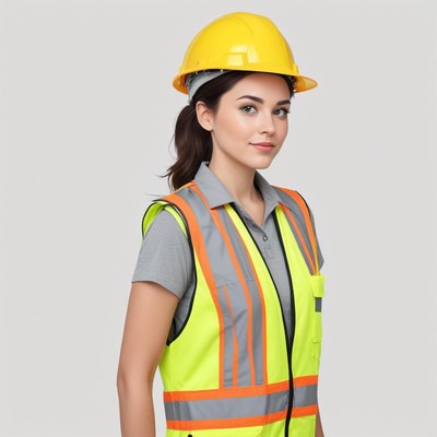 Worker in safety gear posing for camera