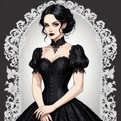 Woman in black dress portrait