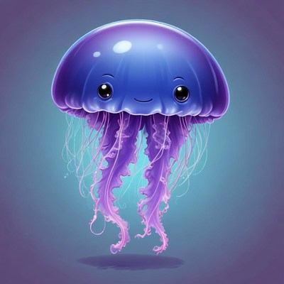 Cute jellyfish swimming in blue water