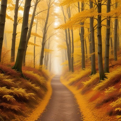Autumn pathway in the forest
