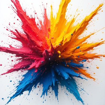 Colorful paint splash on white