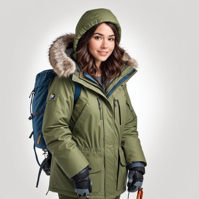 Woman preparing for winter hike