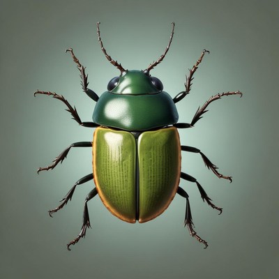 Close-up view of a colorful beetle