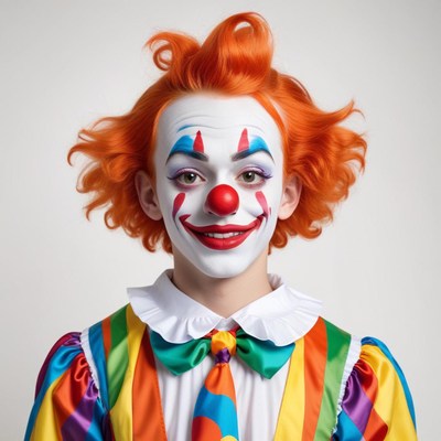 Clown with colorful hair and makeup