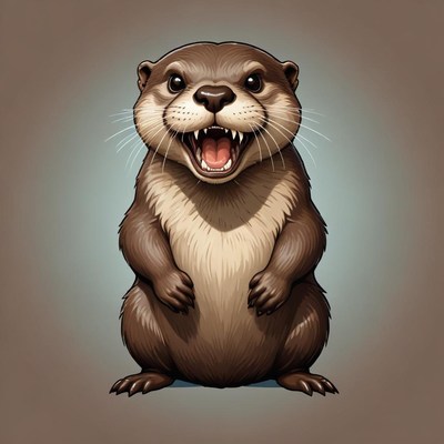 Happy otter standing with a smile