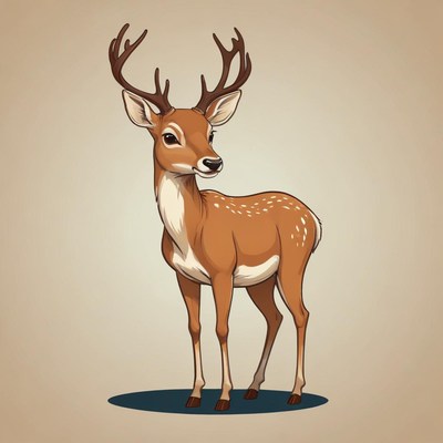 Deer standing on light background
