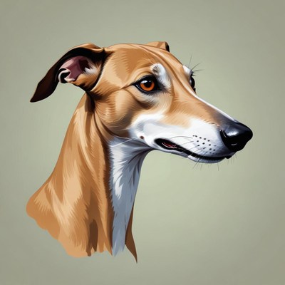 Greyhound dog portrait with detail