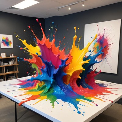 Color splash art in gallery space