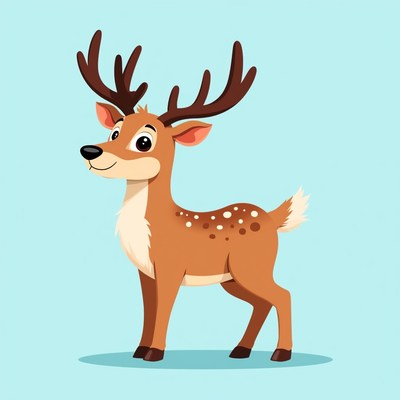 Cartoon deer with big antlers
