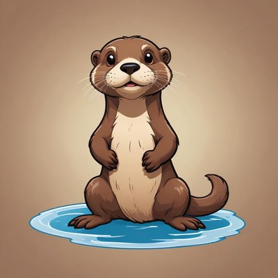 Cute otter standing on water