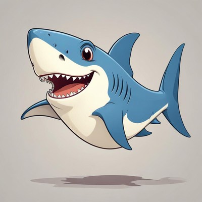 Cartoon shark jumping with smile