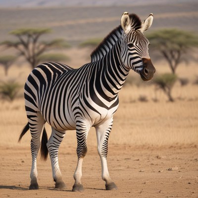 Zebra standing in dry grassland