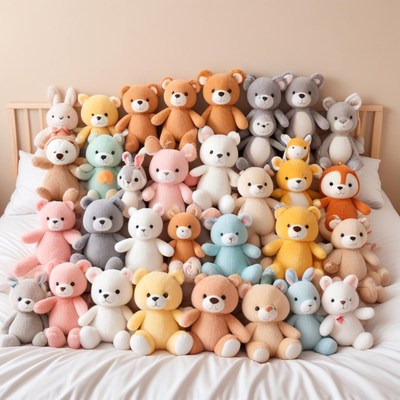 Teddy bears and stuffed toys display