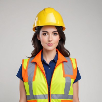 Construction worker in bright safety gear