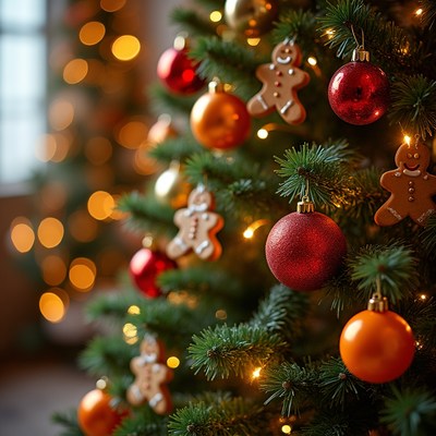 Decorated christmas tree with ornaments