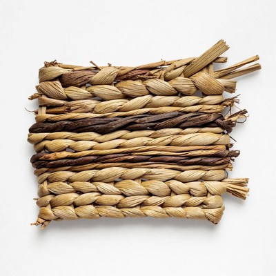 Natural fibers are woven into a mat