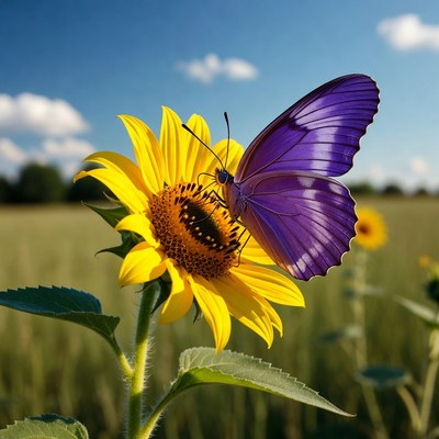 Butterfly on sunflower during daytime