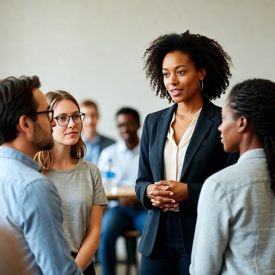 Group discussion at work meeting