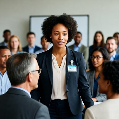 Conference room meeting with professionals