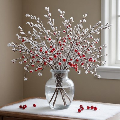 Winter branches in clear vase