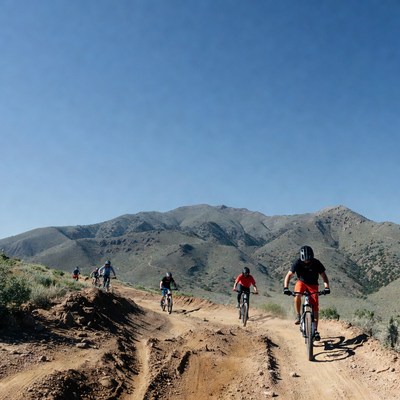 Mountain biking on dirt trail