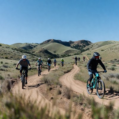 Mountain biking on a sunny day